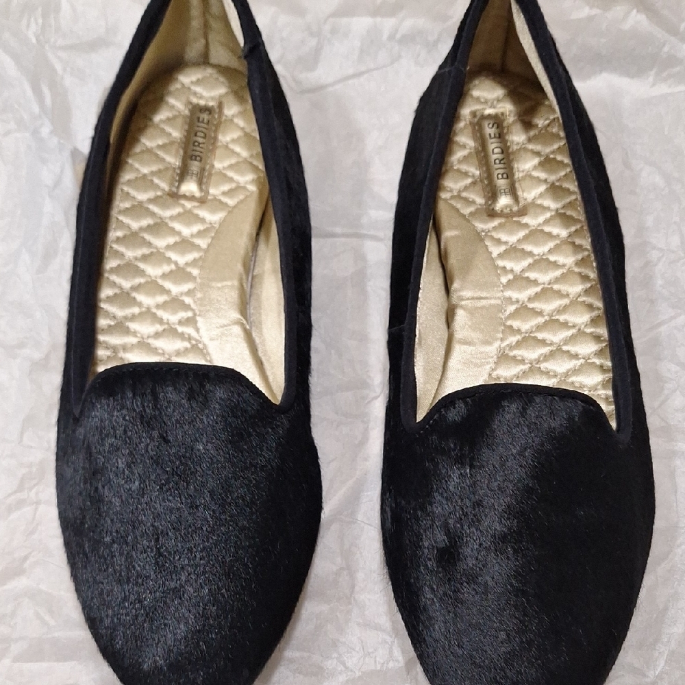 Birdies Black Calf Hair Flats